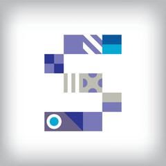 Creative letter S logo design with geometric shapes. Creative educational colorful graphics. Vector