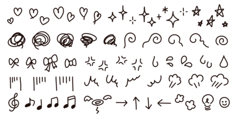 手描きの感情のあしらいの漫符イラスト アイコンセット