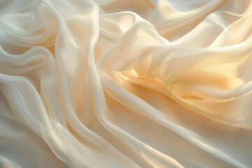 Fototapeta premium Elegant Creamy Silk Fabric Texture in Soft Golden Light