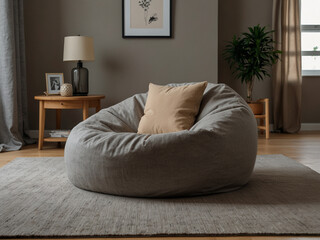 Plush bean bag chair adds comfort to stylish living room