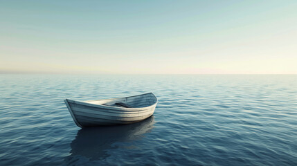Lost and Alone, Small Boat on Endless Ocean, Mental Health Journey, copyspace
