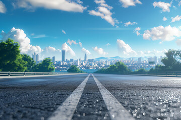 Beautiful roads, straight into the city and colorful sky - Powered by Adobe