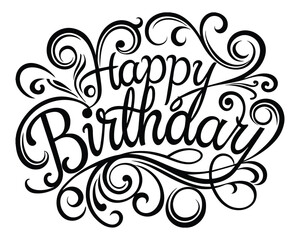 Happy birthday Hand lettered card text typography