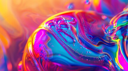 Illustrate the mesmerizing kaleidoscope of colors in a close-up shot of an iridescent soap bubble, reflecting a rainbow spectrum with CG 3D precision, creating a photorealistic masterpiece