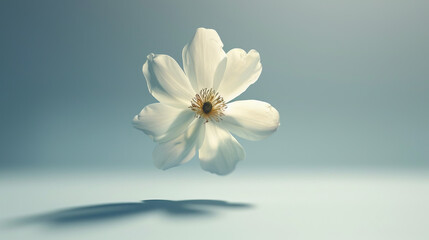 Levitating Flower Blooms, Mental Health Beauty on a light blue background