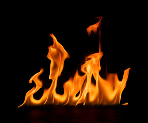 fire png burning flame Isolated on a black background