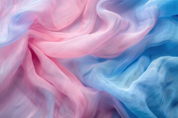 Ethereal Blue and Pink Fabric Waves Textured Background