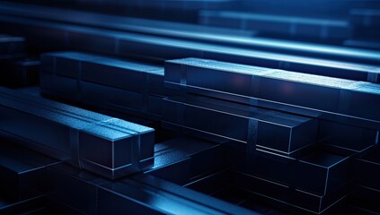 A composition featuring stacked blue squares that evoke a feeling of depth and modernity through their uniform size and arrangement