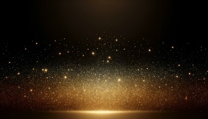 Golden Sparkling Glitters on Black Background