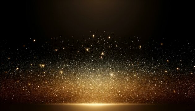 Golden Sparkling Glitters on Black Background
