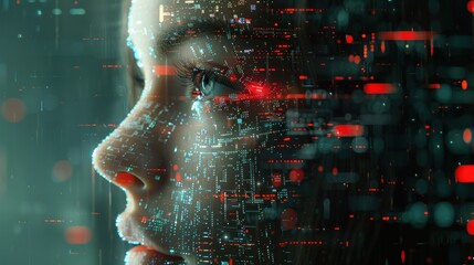 future digital artificial art illustration intelligence cyborg, abstract tech, science data future digital.