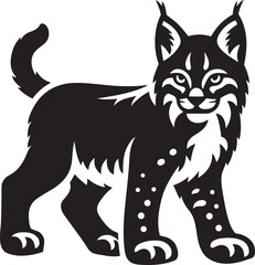 Lynx silhouette vector illustration on white background.