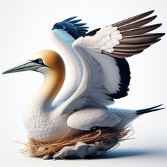 white pelican on white background