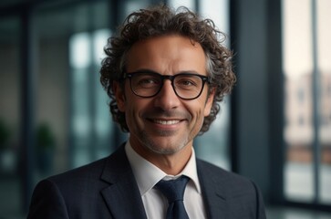 Fototapeta premium Happy man smiling, office worker, Software designer, boss