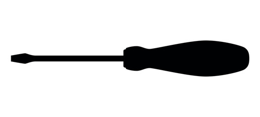 screwdriver silhouette shape, black and white vector illustration of hand tool