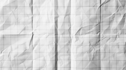 Crumpled graph paper with a grid pattern, featuring visible creases and folds, creating a textured and slightly distorted look.