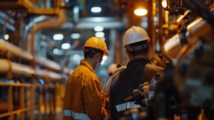 Depict a maintenance crew using predictive analytics to schedule maintenance tasks based on equipment condition and operational data, reducing downtime and optimizing asset performance 