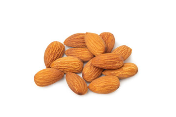 Heap of Dry roasted Almonds isolated on white background