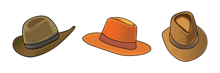 fedora hat, cap vector illustration isolated on white background. classic hat illustrations