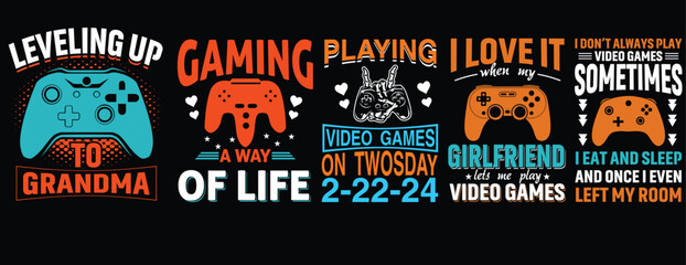 Gaming T shirt design Bundle, for Print on Demand