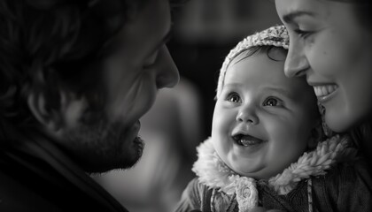 Baby's first smile captured forever, putting an even bigger smile on the new parents'