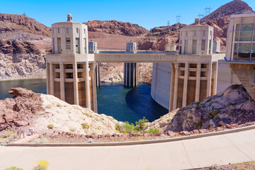 Majestic Hoover Dam Towers in the Natural Setting