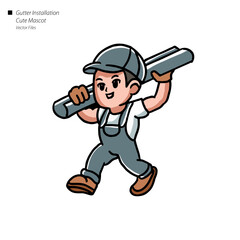 Gutter Installation Cute Mascot Vector Files