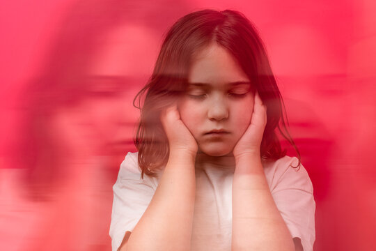Young girl experiencing distress, concept of hypoglycemia