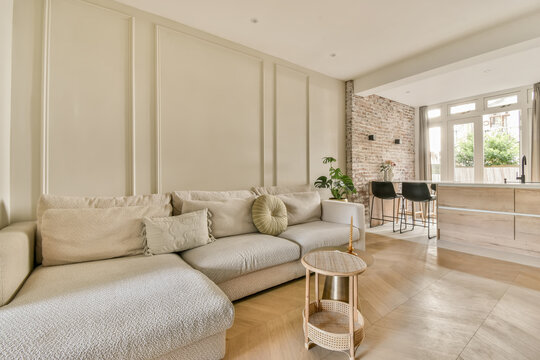 Modern living room with seamless blend of textures