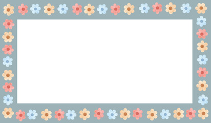 The frame is gray with flowers in a white background
