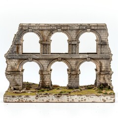 Fototapeta premium Detailed model of a Roman aqueduct on a clean white background