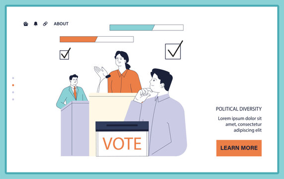 Political diversity. Citizens engaging in a multi-party electoral process.