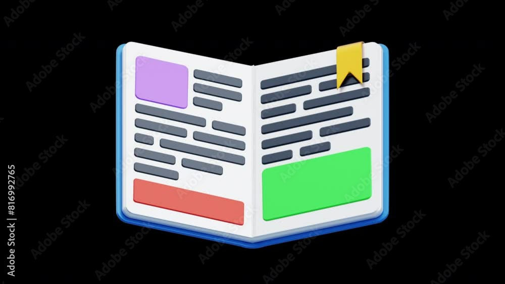 Poster 3d animation of open book embraces transparency in every chapter | alpha channel