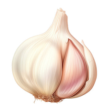 A detailed illustration of a fresh garlic clove, png , transparent
