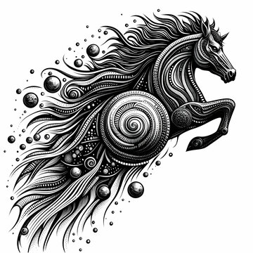 Arte de uma fera indom&aacute;vel, para tatuagem ou logotipo 