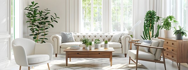 Bright and Tranquil Living Space A MidCentury Modern Haven Illustrated with Scandinavian Influence