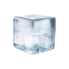 A clear ice cube on a transparent background., png , transparent