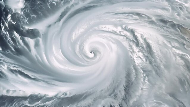 A satellite image showing a large, well-defined cyclone with swirling clouds over the ocean, indicative of a powerful meteorological event.