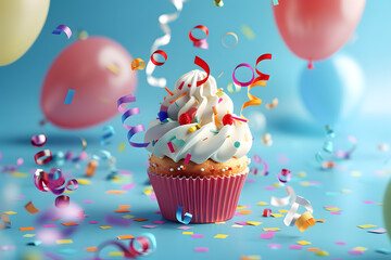 Birthday Cupcake Celebration, Colorful Celebration Cupcake, Birthday Party Cupcake, Happy Birthday Cupcake, Sweet Birthday Cupcake, Birthday Cupcake Delight