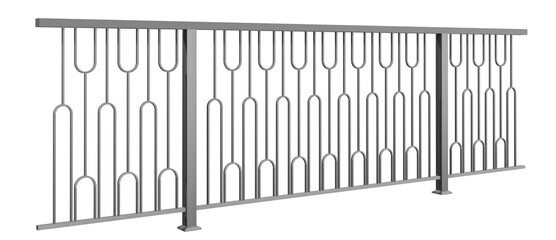 3D illustration features a unique steel balustrade, embodying modern minimalism for your exterior design projects (isolated PNG).