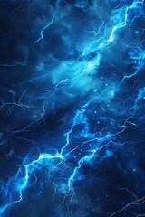 Electric blue lightning bolts on a midnight blue background, conveying power and intensity