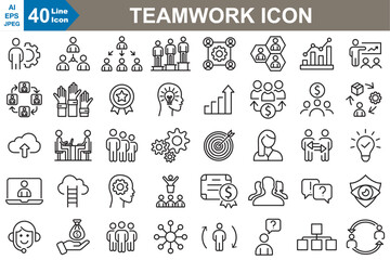 Teamwork Icons set vector illustrator.Business teamwork, human resources, presentation, goal, reward, and others. simple icon set.