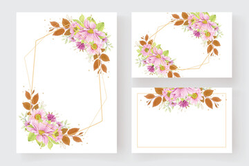 wedding invitation and wedding card with floral frame