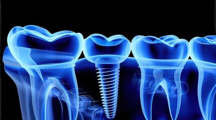 3D model of a dental implant. Discover the precision and artistry behind dental implants with this close-up view of a 3D model.