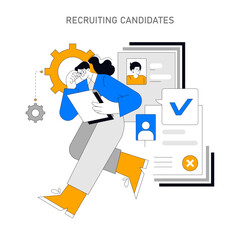 Recruting candidates. Flat Vector Illustration