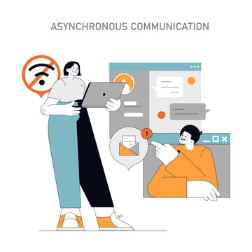Asynchronous Communication concept Vector illustration