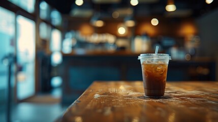 Ice Latte Coffee in Plastic Glass