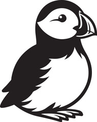 Fototapeta premium Puffin silhouette vector illustration on white background.