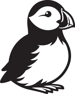 recommend clip art: Puffin silhouette vector illustration on white background.
