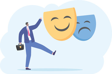 dual personality. two-faced. have ulterior motives. psychopathic and insane. a man laughed horribly and sinisterly. mental health and psychological problems. illustration concept design

